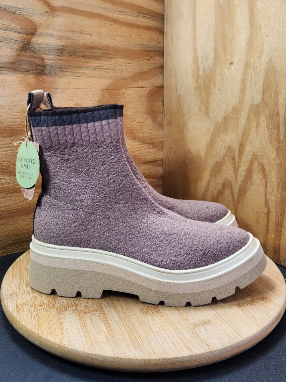 Like New Sofft Provea Womens Sock Ankle Platform Chunky Heel Boots Size 7